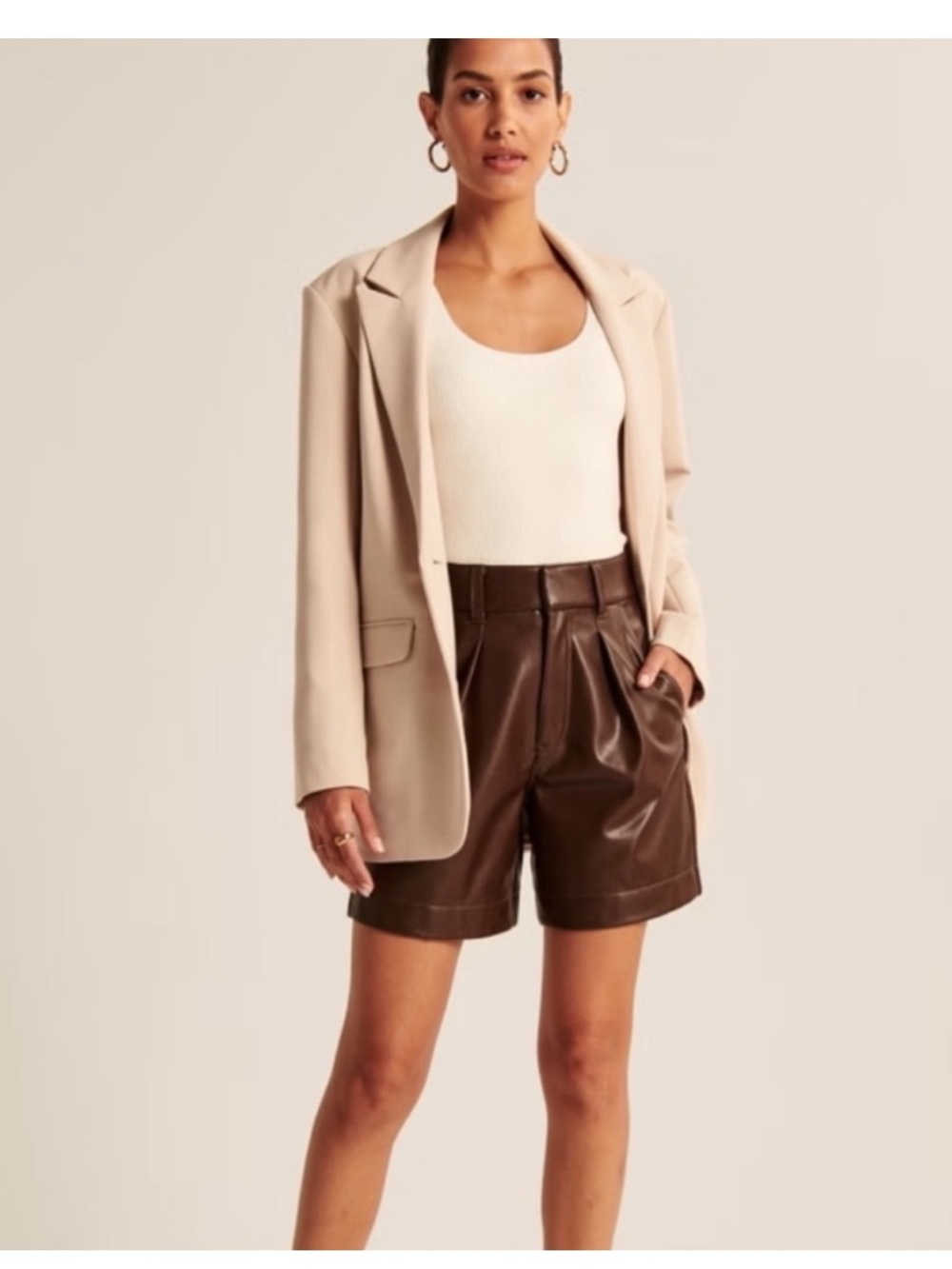 Abercrombie & Fitch Vegan Leather High-Waist shorts - Brown S NWT